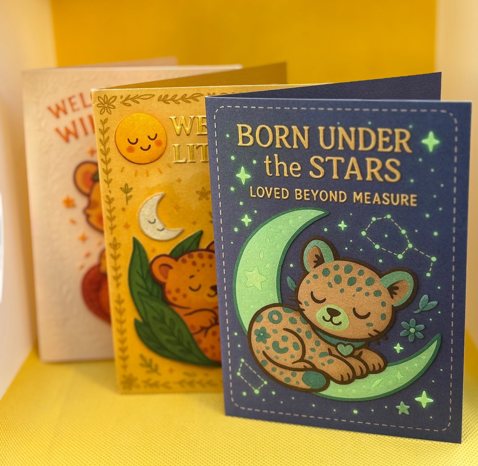 Set of 3 Embossed Baby Cards – 4x6" Baby Shower & New Arrival Greeting Set