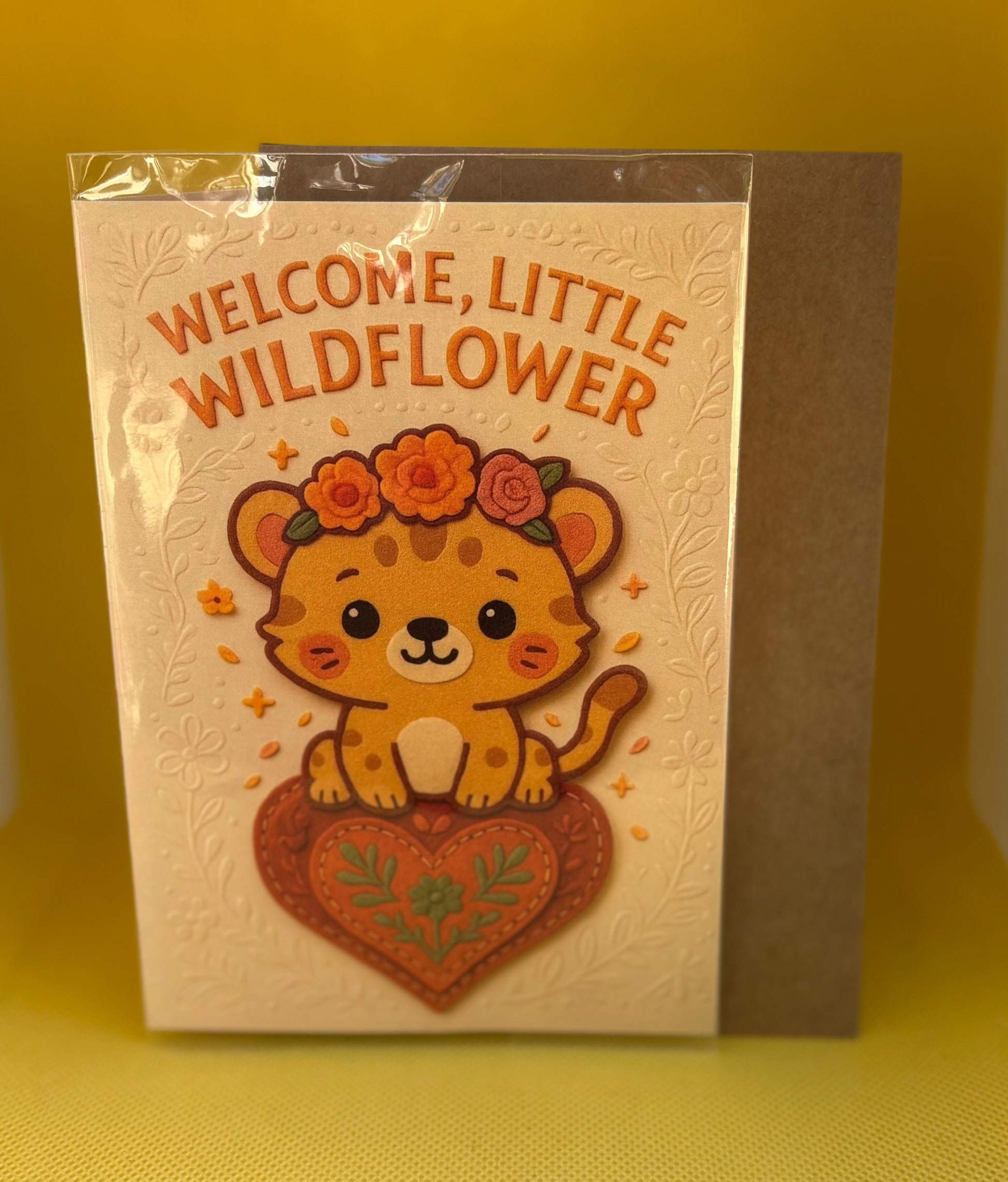 Welcome Little Wildflower – Embossed 4x6" Baby Shower Card for Girls
