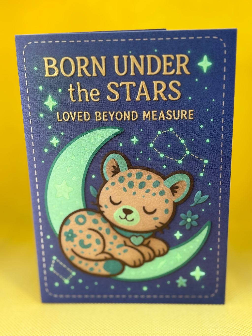 Born Under the Stars Baby Card – Embossed 4x6" New Baby Greeting