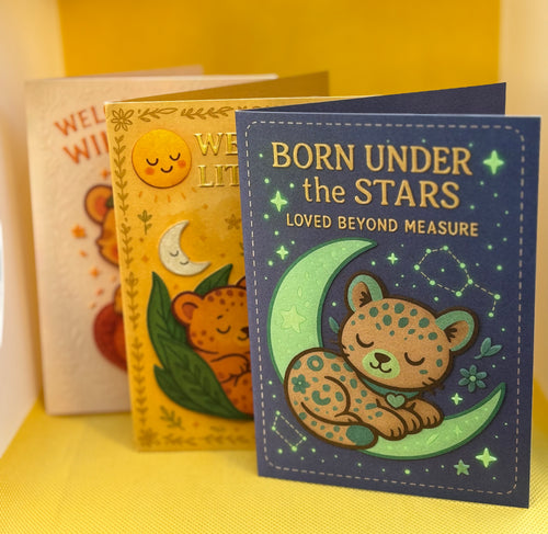Set of 3 Embossed Baby Cards – 4x6" Baby Shower & New Arrival Greeting Set